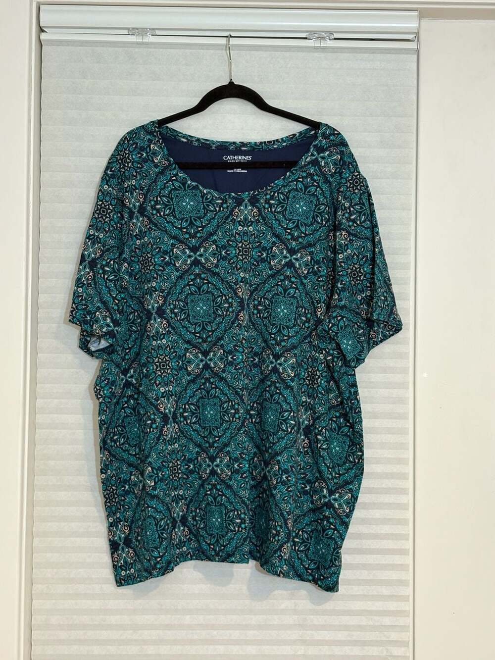 Catherines Easy Fit Tees Collection T-Shirt Size 3X 26/28W Teal Blue Paisley